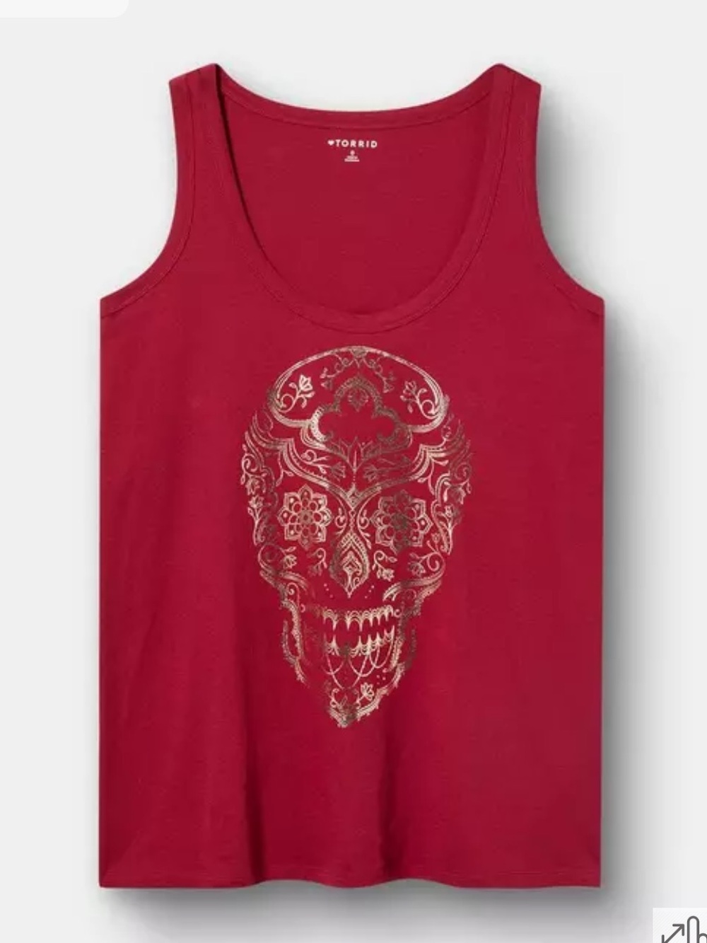torrid Red Tank with Metallic Gold Skull Graphic Size 3